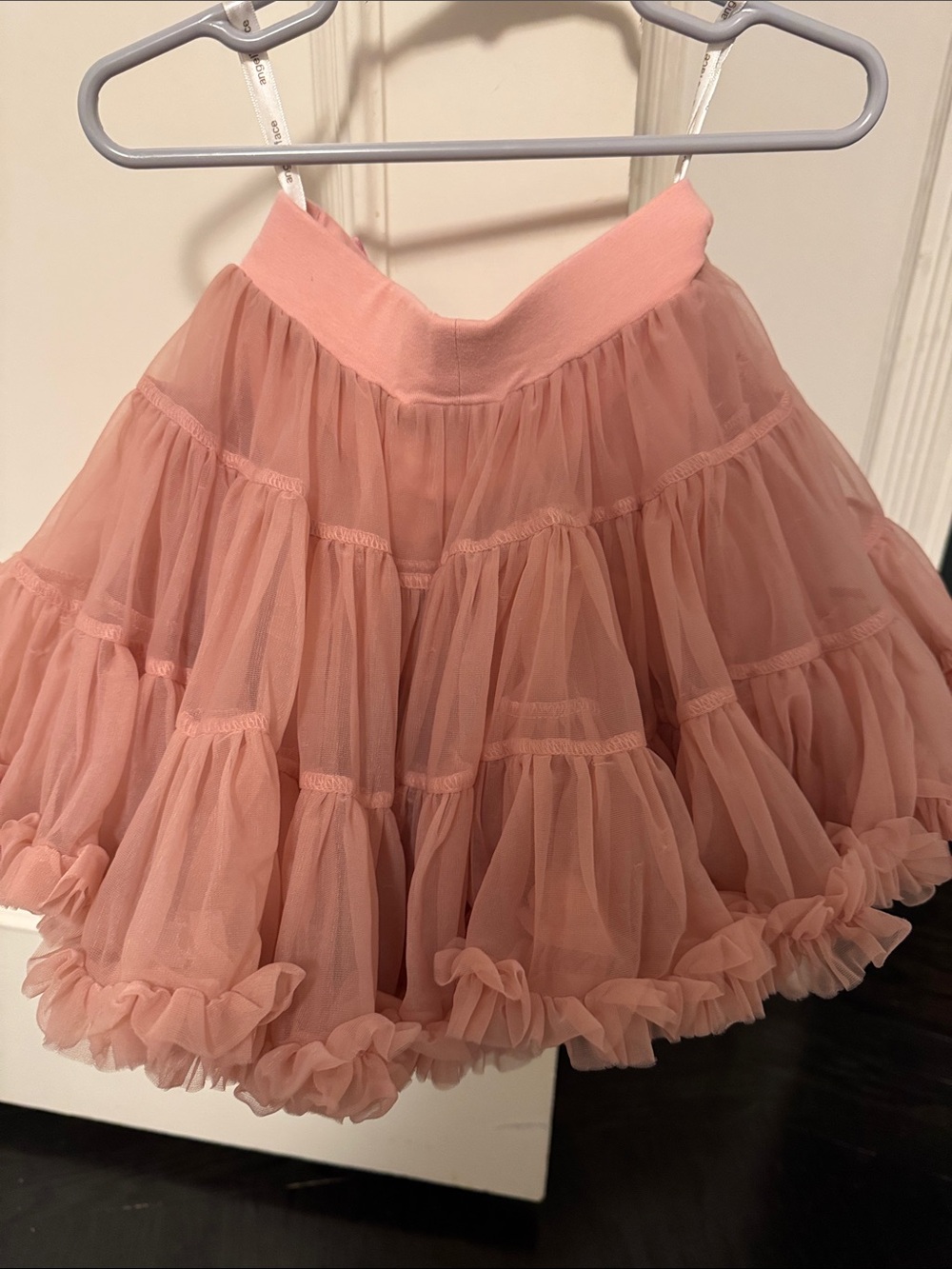 Girls Blush Pink Tiered Tulle Skirt